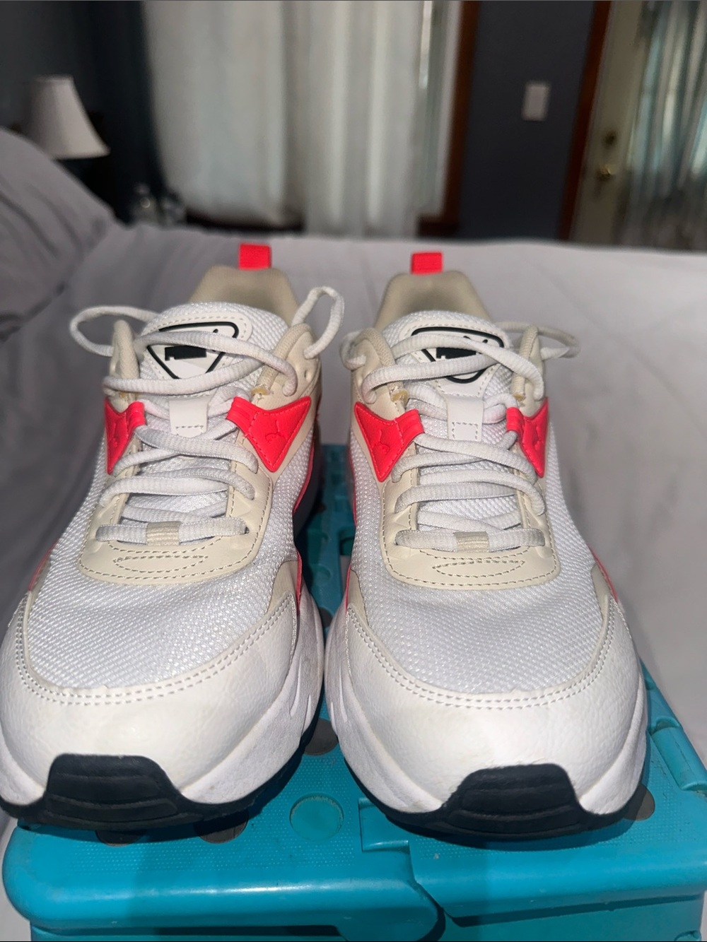 Puma White Sneakers with Neon Pink Accents